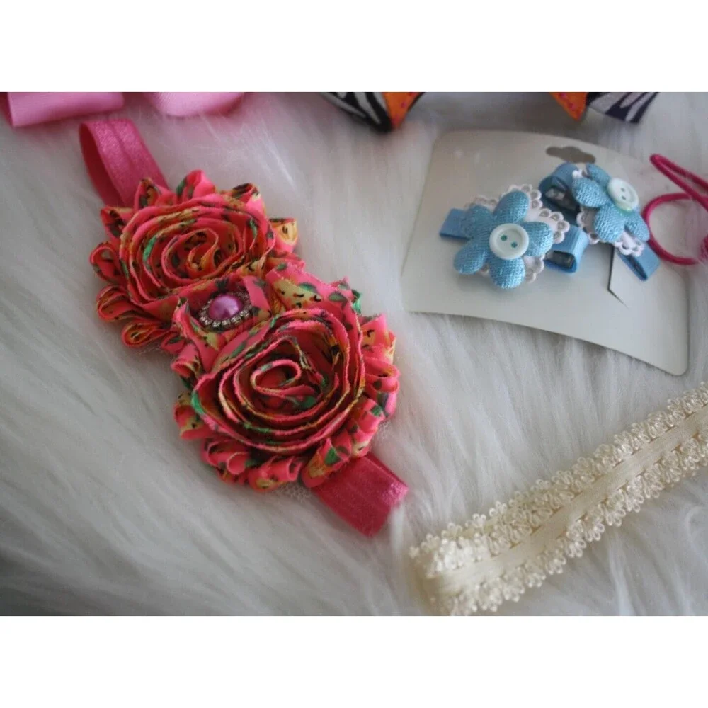 Bundle Of 6 Girls Hair Accessories Headbands Hair Bows Ponytail Holder NWT